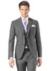Fashionable Two Buttons Gray Wedding Groom Tuxedos Notch Lapel Groomsmen Men Suits Prom Blazer (Jacket+Pants+Vest+Tie) NO:1906