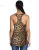 Sexy Kobiety O-Neck Leopard Stretch Slim Tank Tops Bez rękawów Casual Club Nosić