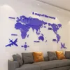 Creative World Map Acrylic Decorative 3D Wall Sticker For Living Room Bedroom Office 5 Sizes DIY Home Y200103