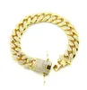 Cuban Chain Bracelet for Mens Tops Quality Hip Hop Bracelets Gold Pop Club Accessories Plating Bangle Zircon Chains255w