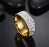 20pcs Gold Silver Comfort-fit Qualidade 5 linhas Zircon inoxidável Anéis de casamento CZ Aço para homens e mulheres Atacado acoplamento do casamento Jóias