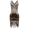 Vrouwen Party Gewaad Femme 1920s Great Gatsby Flapper Sequin Fringe Midi Vestido Zomer Art Deco Retro Zwarte Jurk Q190417275P