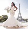 2021 sexy africaine longue sirène robes de mariée, plus la taille 3d fleur dentelle appliques balayage train trompette mariée robes de mariée personnalisé m285v