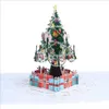 Tarjeta de felicitación 3D Up para árbol de Navidad, regalo ahuecado de Navidad, tarjeta postal de felicitación emergente con bendición, envío gratis, 10 unidades por lote