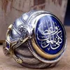 Vintage Islam Profeta Muhammad Blue Crystal Ring Punk S Star Star Turkish Cz Anillos de declaración para hombres Boho Muslim Jewelry5732526