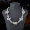 Gioielli di design di lusso Collana da donna Farfalla Charm Hip Hop Bling Diamond Cuban Link Iced Out Tennis Chain Rapper Accessori moda Novità