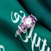 LuckyShien Family Friend Gifts Rings Silver Purple Cubic Zircon Delicate for Women's CZ Rings Jewelry s240i