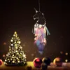 4 Kleuren LED Windgong Handgemaakte Dreamcatcher Lampen Veer Hanger Dream Catcher Creative Hanging Craft Wish Gift Woondecoratie C6756