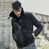 Mens Natural Short Style Shearling Sheepskin Outerwear Classic Lapel Design Motorcycle Jacket Clothing