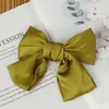 Kvinnor Silk Dubbel Satin Oversized Bow Hairpin Top Hair Clip Girls Solid Färg Elastisk Hårklipp Hårtillbehör Ny ankomst