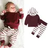 12 stilar baby tracksuit ins barn hoodie + byxor kläder uppsättning blommig randig print outfits outwear boy girls baby set barn kläder m685