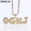 Hiphop aangepaste naam combinatie Bubble Letter Pendant ketting Micro kubieke zirconia goud zilveren kleur koper hanger ketting9403489