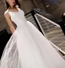 2019 Sexy col en v Spaghetti été plage Tulle une ligne robes de mariée taille Empire balayage Train grande taille robe de mariée de maternité