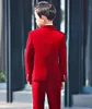 Hot Velluto Rosso Ragazzi Occasioni Formali Smoking Notch Risvolto Due Bottoni Smoking da Sposa per Bambini Vestito da Bambino (Giacca + Pantaloni + Cravatta + Gilet) 23