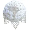 2019 Luxury White Silk Rose Wedding Flowers Crystal Brosch Bridal Holding Flowers Tassel Full Diamond Stitch Wedding Bouquet 18cm215p