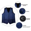 빠른 배송 남성 클래식 블루 페이즐리 실크 자카드 양복 조끼 조끼 나비 넥타이 포켓 스퀘어 커프스 세트 패션 파티 웨딩 MJ-0120