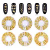 DHL GRATIS Metal dorado Diseño mixto Studs huecos Remaches de uñas Estrellas campanas Navidad Copo de nieve Manicura Decoración 3D Nail Art