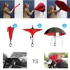 Newest Windproof Reverse Umbrella Folding Double Layer Inverted Rain Umbrella Self Stand Inside Out Rain Protection C-Hook Hands YD0339