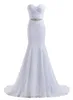 Simple White Lace And Court Train Mermaid Wedding Dresses With Removable Sash Bridal Dresses