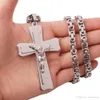 Top sale Stainless Steel Pendant Necklace Silver Tone Bible Cross Strong Long Thick Link Byzantine Chain Gift for Men Jewelry