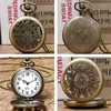 Винтажный ретро -полый дизайн компаса Quartz Pocket Watch Bronze FoB Watches Gift для женщин мужчина Relogio de Bolso