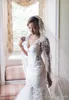 Plus Size African Mermaid Wedding Dresses Deep V Neck Lace Applique Chapel Train Beaded Crystals Wedding Dress Bridal Gowns vestidos