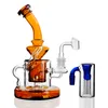 Buée base Bong Feb Egg Perc Verre Pièce d'eau Recycler Verre Verre Bubbler Perc 2 Fonction Pièces d'huile Fumer Pipes avec Catcher de cendres