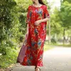 Easehut 2019 New Vintage Women Maxi Floral Dress Plus Size Long Sleeves Pockets O Neck Cotton Linen Loose Robe Dresses Vestidos MX190720