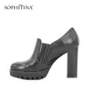 SOPHITINA 2018 Hot Sale Shoes Platform Pumps Solid High Heel Basic Dress Pumps Sheepskin Round Toe Wedding Party Woman Shoes D50