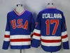 Hot Selling TOP 1980 USA Hockey Jersey 30 Jim Craig 21 Mike Eruzione 17 Jack O'Callahan Team 미국 대체 연도 빈티지 유니폼의 기적