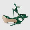 2024 new lady sheepskin Catwalk models Lucky Classic Sexy sandals lip Snake Open Toe wedding 10.5CM Stiletto High Heels party wedding Green 34-44