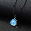 New Glow in the dark Galaxy Universe Colliers Lumineux Verre Cabochon Étoile Lune pendentif Chaîne de corde de cire noire Pour Femmes Hommes Bijoux De Mode