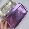 Macio para o toque PU cor de metal saco cosmético tridimensional saco de lavagem produtos de cuidados da pele viajar web celebridade ins estilo portátil