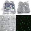 Magic Glow in the Dark Fleece Filt Throw Grey Stars / Moon New Plush Furry Throw Warme Philt Nursery Bedding Filtar Swaddling