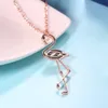 ERLUER Modeschmuck Rosa Schwarz Flamingo Halskette Für Frauen Niedlicher Vogel Tier Emaille Charmante Lange Versilberte Anhänger Halskette