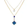 2019 moda brillante Druzy colgante collares en capas cuadrado piedra Natural imitación perla encanto cadenas de oro gargantilla para mujer joyería regalo