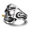 Skull tobacco pipe creative design personalized men's ring wholesale custom high end silver ring rings for men