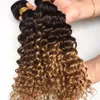 Ombre Deep Wave Brazilian Hair Webbündel T1B 4 27 menschliches Haar Drei -Ton -Remy Haar Witt254t
