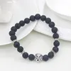 Bedelarmbanden Mooie antieke vergulde vergulde Boeddha Leo Lion Head Armband Black Lava Stone Beaded Armbanden voor Mannen Vrouwen Pulseras Hombre