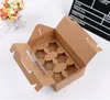 500pcs/lot Brown/White 6 Cupcake box Kraft paper cake boxes and packaging with handle Wedding gift box Packaging box