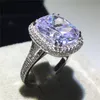 Luxe belofte ring grote kussen gesneden 8ct diamant 925 sterling zilver engagement trouwring ring voor vrouwen vinger sieraden