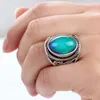 Handgjord Antik Silver Plated Mood Alloy Ring Högkvalitativ Party Focus Color Change Rings MJ-RS019