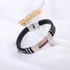 Europese en Amerikaanse hete herenarmband zwart roestvrij staal siliconen armband mode charme mannelijke armband polsband cadeau groothandel