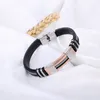 European and American hot men's bracelet black stainless steel silicone bracelet fashion charm male bracelet wristband gift wholesale