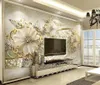 Modern behang voor woonkamer gouden lelie wallpapers Europese stijl 3D stereo tv achtergrondmuur