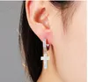 Fashion Designer Cross Eardrop 18K Gold Plated Bling Cross Hoop Earring Mens Womens Hip Hop Earrings Iced Out Diamond Jewelry