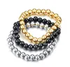 N008 bestseller mode geschenke edelstahl handmade ball perlen link kette armband silber / gold / schwarz wählen