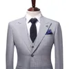 Men Suit Grey Plaid Suits 2021 Spring Autumn Gray Mens With Pants For Wedding Groom Office Business Formal Clothing 561