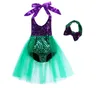 Costumi da bagno a sirena Abbigliamento per bambini Baby Designer One-Pieces Bikini Girl Paillettes Costume da bagno Fascia in pizzo Tutu Dress Costume da bagno Beachwear TLYP369