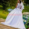 Splendidi perline di raso Abiti da sposa Paillettes senza maniche 2019 Africano Plus Size Mariage Arabo Abito da ballo da sposa per la sposa robe de mari￩e